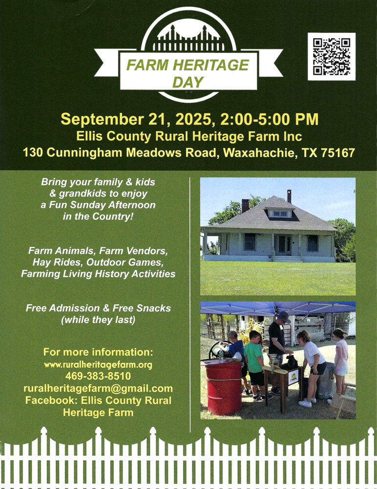 Flyer courtesy Ellis County Rural Heritage Farm