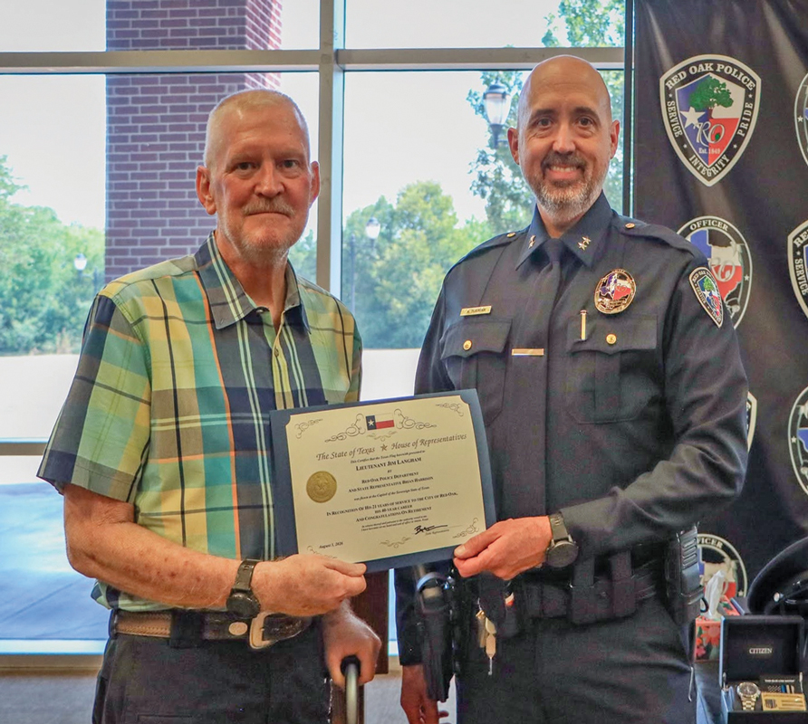 James Langham and Red Oak Police Chief Adrian Tijerina.