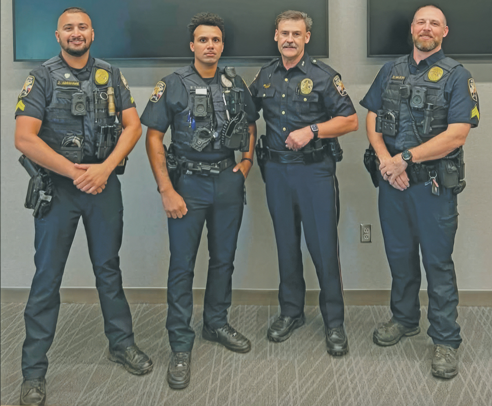 L-R: Corporal Zachary Abrahams, Officer Elijah Samuels, Midlothian Police Chief Carl Smith and Sergeant Drew Wilson. Submitted photo