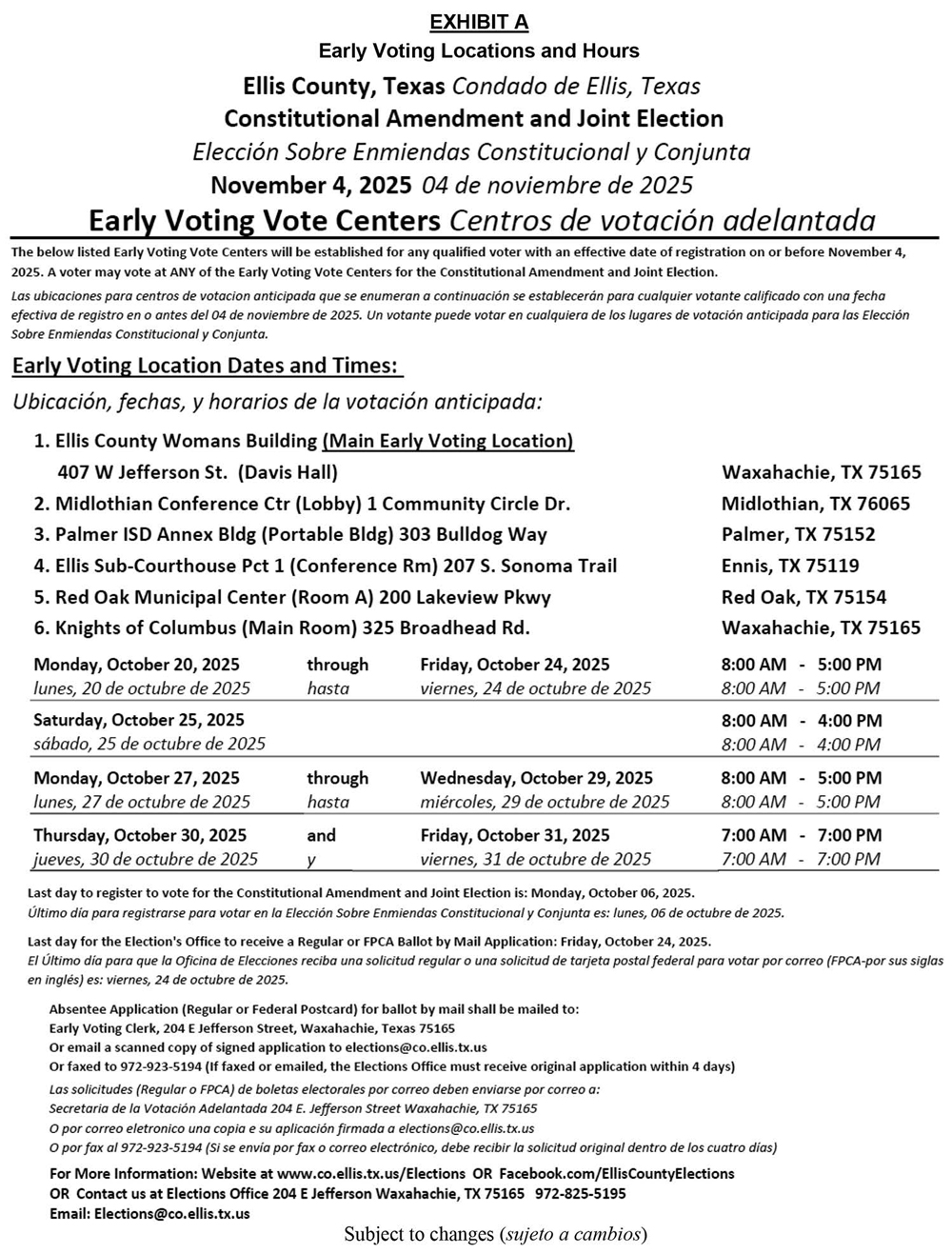 City of Ferris Notice of Bond Election