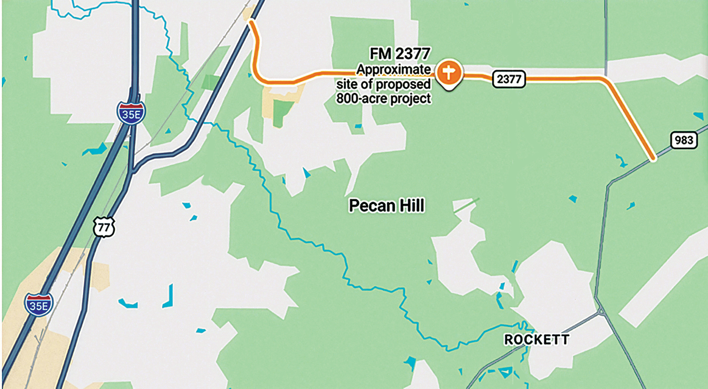 A $2-billion construction loan for a massive data center campus south of Red Oak will fund the first three of eight planned data centers at its 300-acre Red Oak campus on Stainback Road. Submitted map.