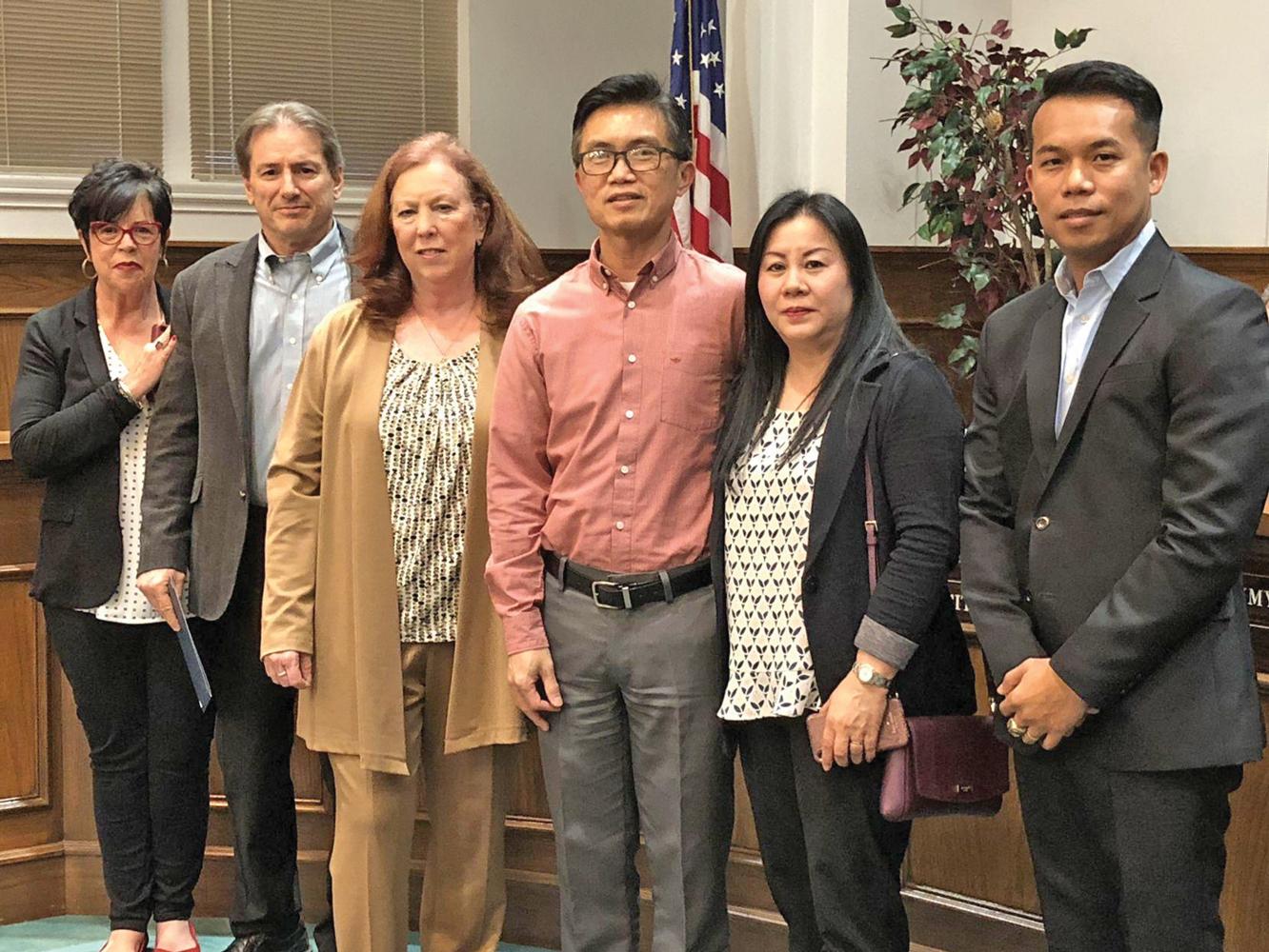 Dr. Robert Megna (second to left) was presented with the Life Saving Award for saving a fellow pickleball player’s life in December. Photo courtesy of the City of Rowlett.