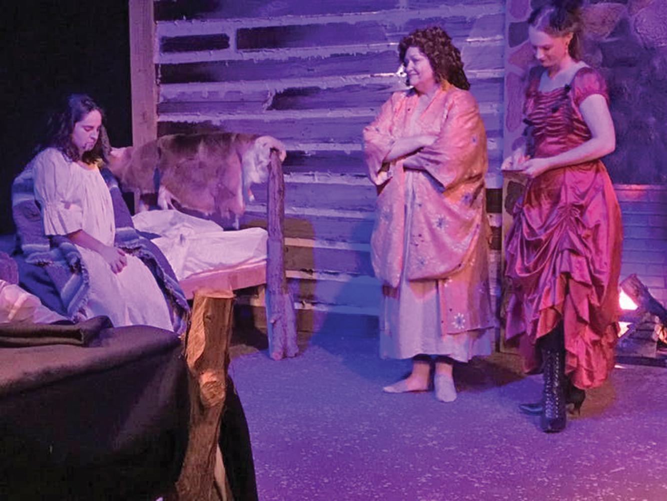 “Mojave” by Theatre Rocks! artistic director Bill Rhoten is being performed at The Core Theatre in Richardson through June 28. The western historical  “dramedy” based on the true story of Olive Oatman includes (from left) Elena Vidrine of Ennis (as Olive), Lisa Rosewell of Waxahachie (Sarah Bowman) and Madeleine Makay of Waxahachie  (Lilly).