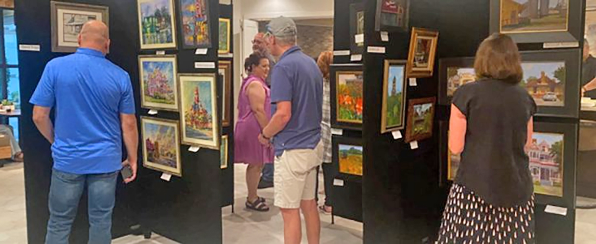 After visiting downtown, visitors can walk to the nearby Women’s Building to view more than 200 original paintings featured at the 18th Annual Plein Air Show featuring the works of about 40 talented artists from across the country. Photo courtesy Waxahachie Convention & Visitors Bureau.