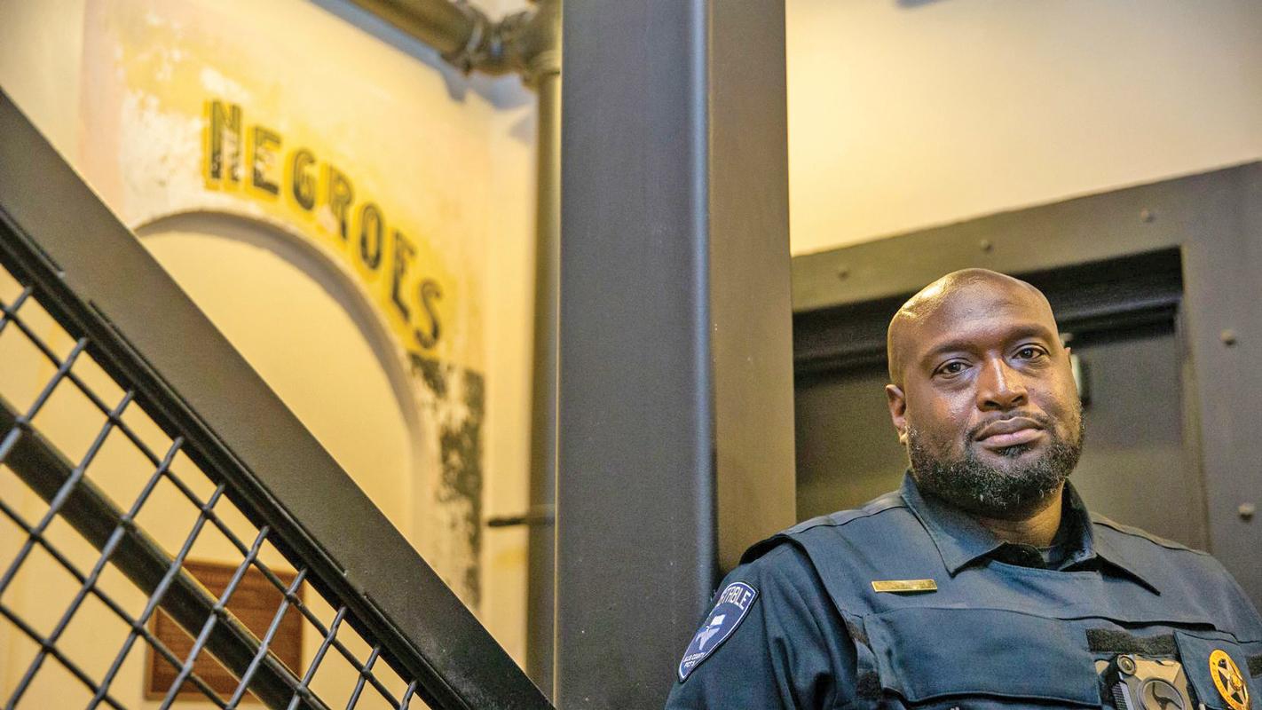 Earlier this month, newly elected Ellis County Constable Curtis Polk Jr., 42, spoke out about being moved to a shared work space that was near a “Negroes” sign leftover from the segregation era. He was given the office space with two sheriff deputies in the courthouse basement. The move came after county commissioners voted on a relocation plan to make space for a new court. Photo courtesy The Dallas Morning News.