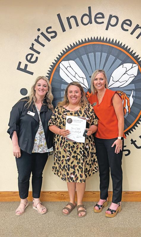 Ingram Assistant Principal, Whittney Trevino with Teacher of the Month, Blanca Ceballos and Ingram Principal, Mandy Allen.