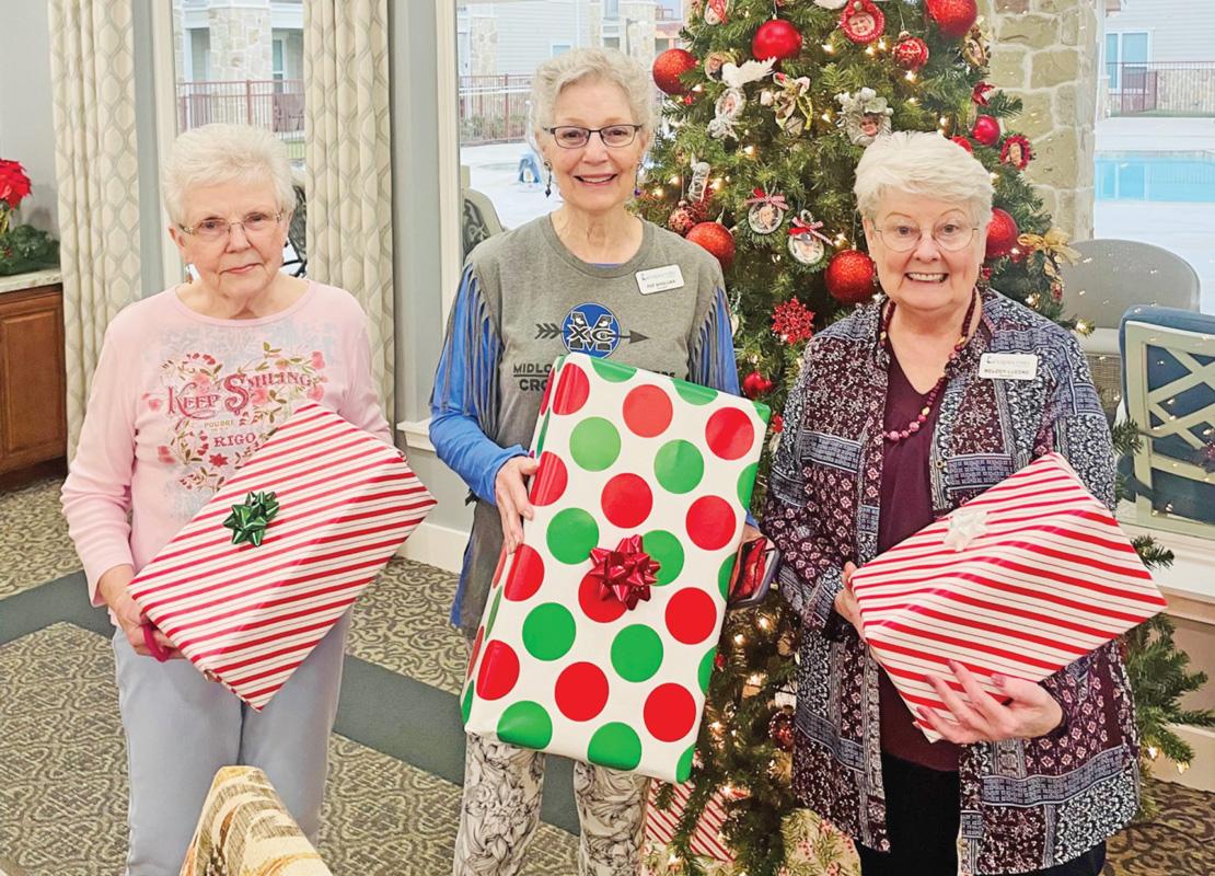 Legacy Oaks of Midlothian residents Judith Slater, Pat Winegar, and Melody Luedke, from left to right.