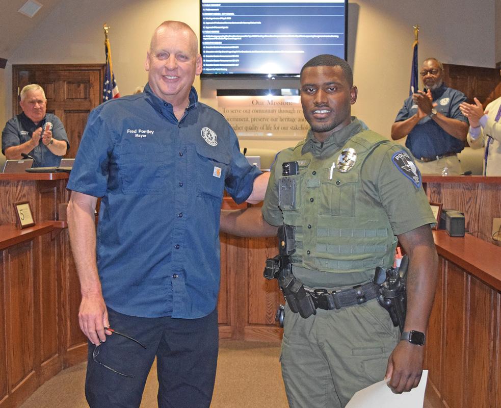 Officer Charles Banks III of the Ferris Police Department was presented with a Mayor’s Commendation by Mayor Fred C. Pontley on June 6.