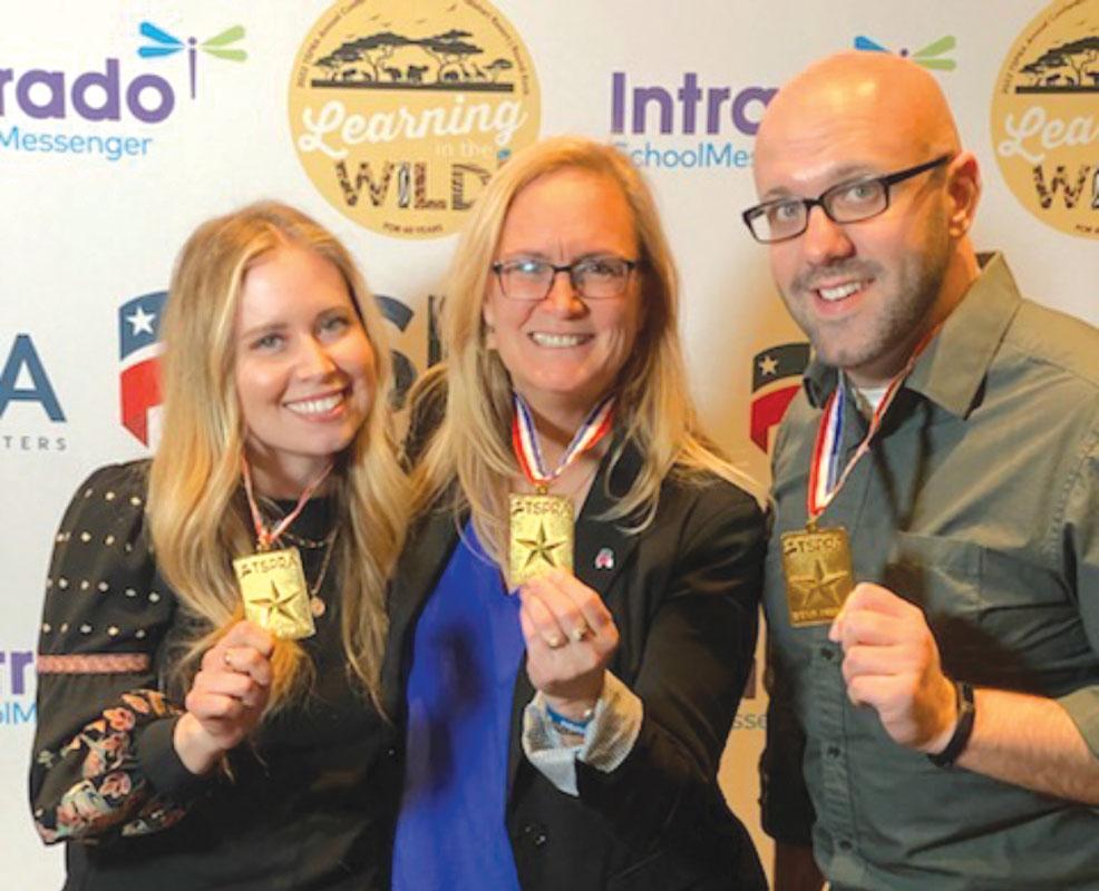 Communications/Marketing Specialist Haley Stewart, Executive Director Beth Trimble and Graphics/Multimedia Specialist James Murphy at the Texas School Public Relations Association Star Awards Banquet.