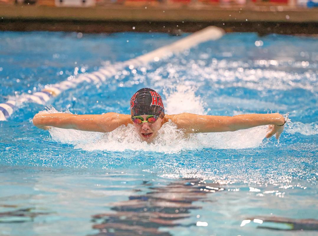 ROHS Swimmer Inaky Garica, breaks the Red Oak school 100-meter butterfly record with a time of 59.12 at the Duncanville Tri-Meet on Jan. 11.