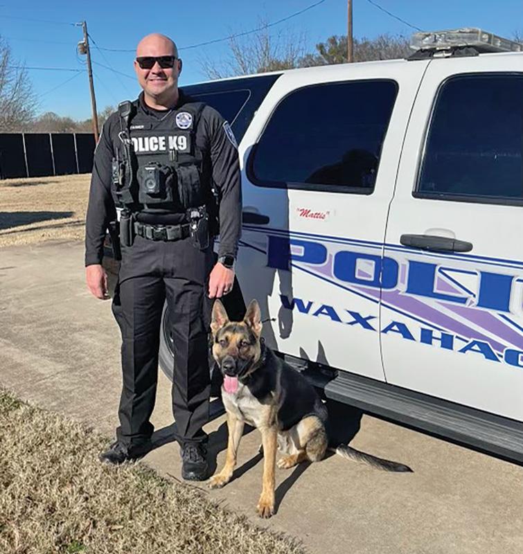 Waxahachie PD officer Curtis Farmer and partner, K-9 Mattis.