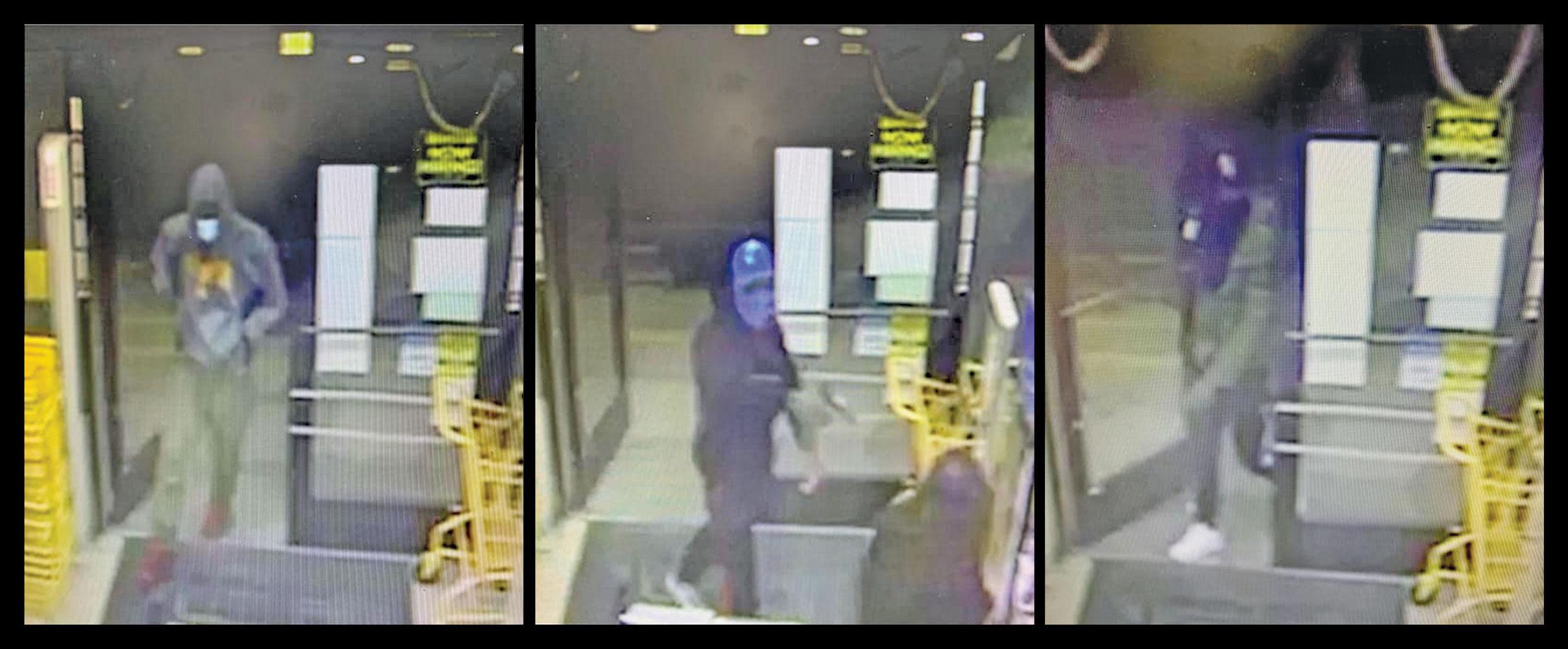 Surveillance video shows the three suspects entering the Dollar General in Ferris last Thursday night.