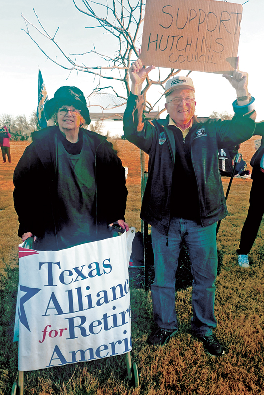 Several Hutchins citizens rallied in support of the Hutchins City Council during a press conference on the proposed ICE detention center. Submitted photo.