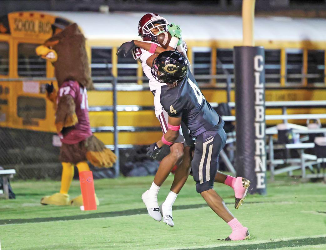 While getting hit, WR Charles Taplin (19) made a one-handed catch in the endzone helping seal the Hawks win.