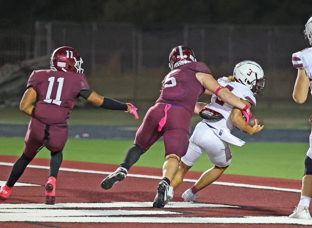This safety by senior linebacker Tanner Thompson (5) ignited the Hawks in the 2nd half.