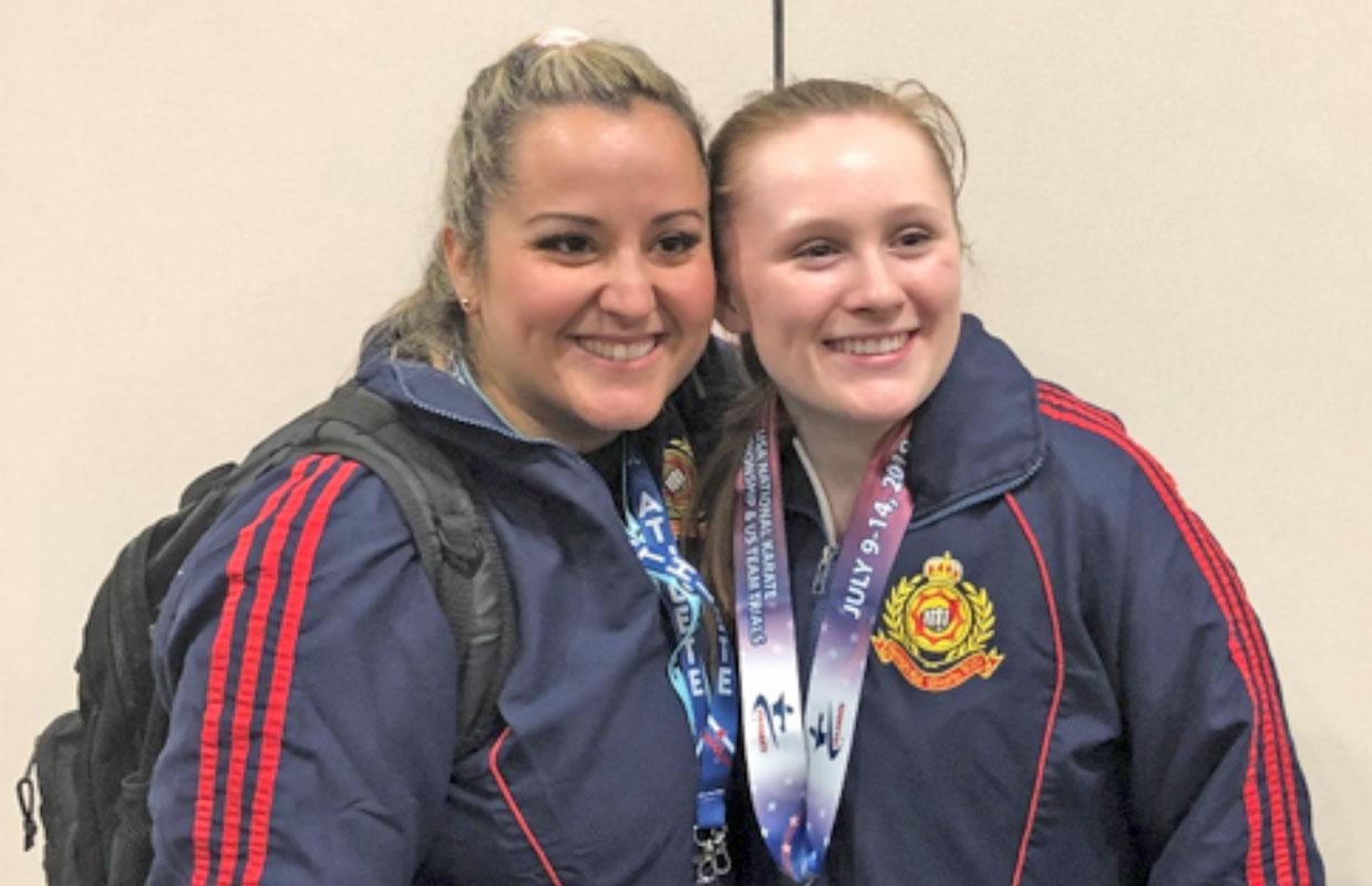 Pictured with Sarah is her Coach, Lisette Gressett, from Houston’s AKR Japan Karate-Do Dojo. Not pictured are Sarah’s instructors Shihan Raul Shelton and Sensei Zenny Talley.