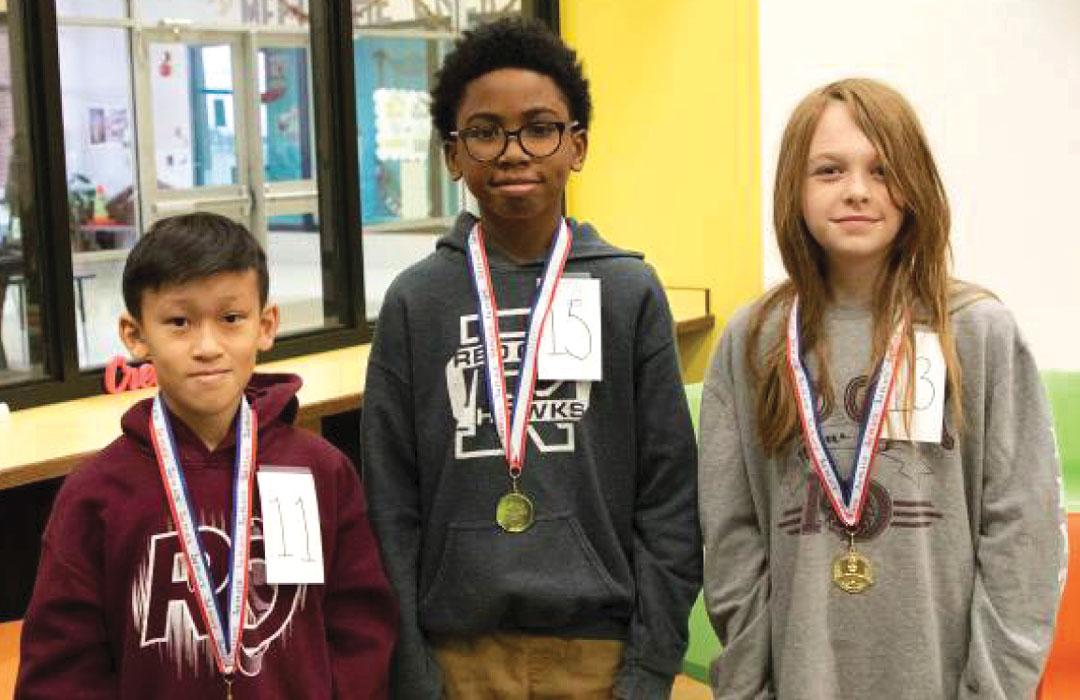 EASTRIDGE ELEMENTARY – Niles Dunson, 1st Place; Thien To, 2nd Place;  Peyton Gibbs, 3rd Place.