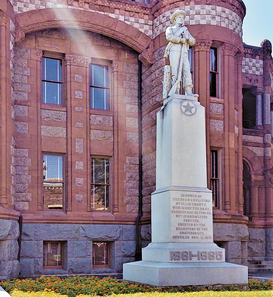 In the midst of social unrest stands a silent, slate-gray statue of an unknown soldier resting on his musket, erected by the Daughters of the Confederacy in 1912 with the inscription, “In Honor of the Dead and Living of Ellis County Who Wore the Gray. Banners may be Furled, but Heroism Lives Forever.” 