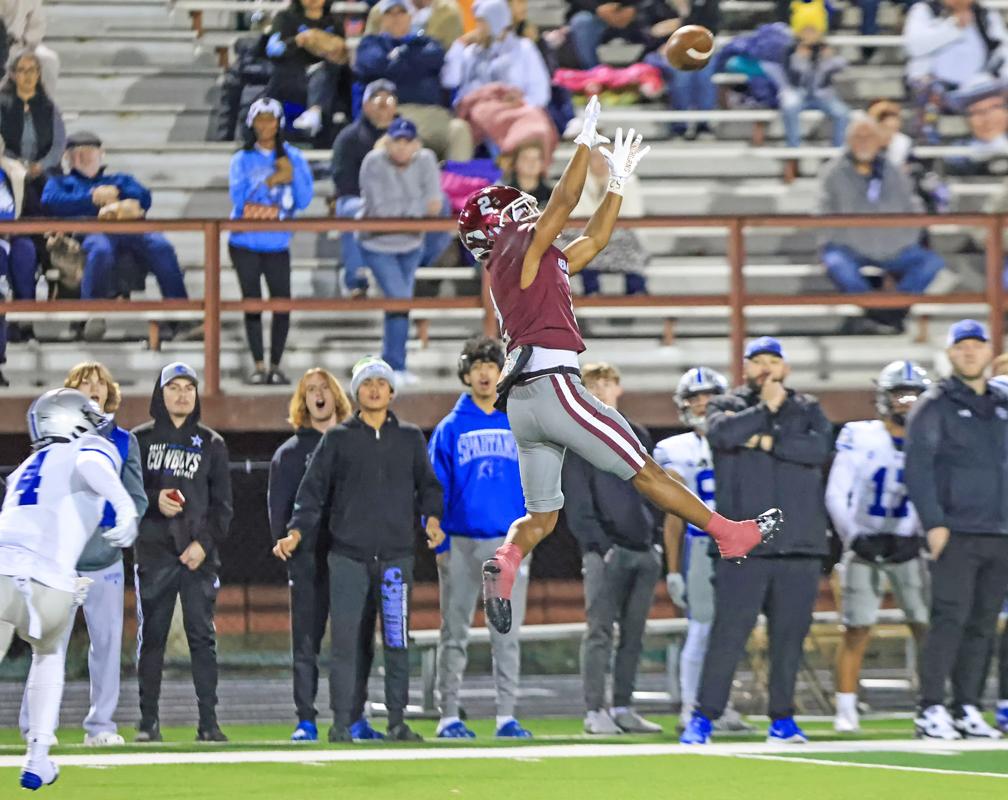 Brayden Robinson (2) had multiple catches in the game, but this one – leaping high into the air for the catch, avoiding the hit and tackle, then racing down the sideline for a touchdown – was spectacular.