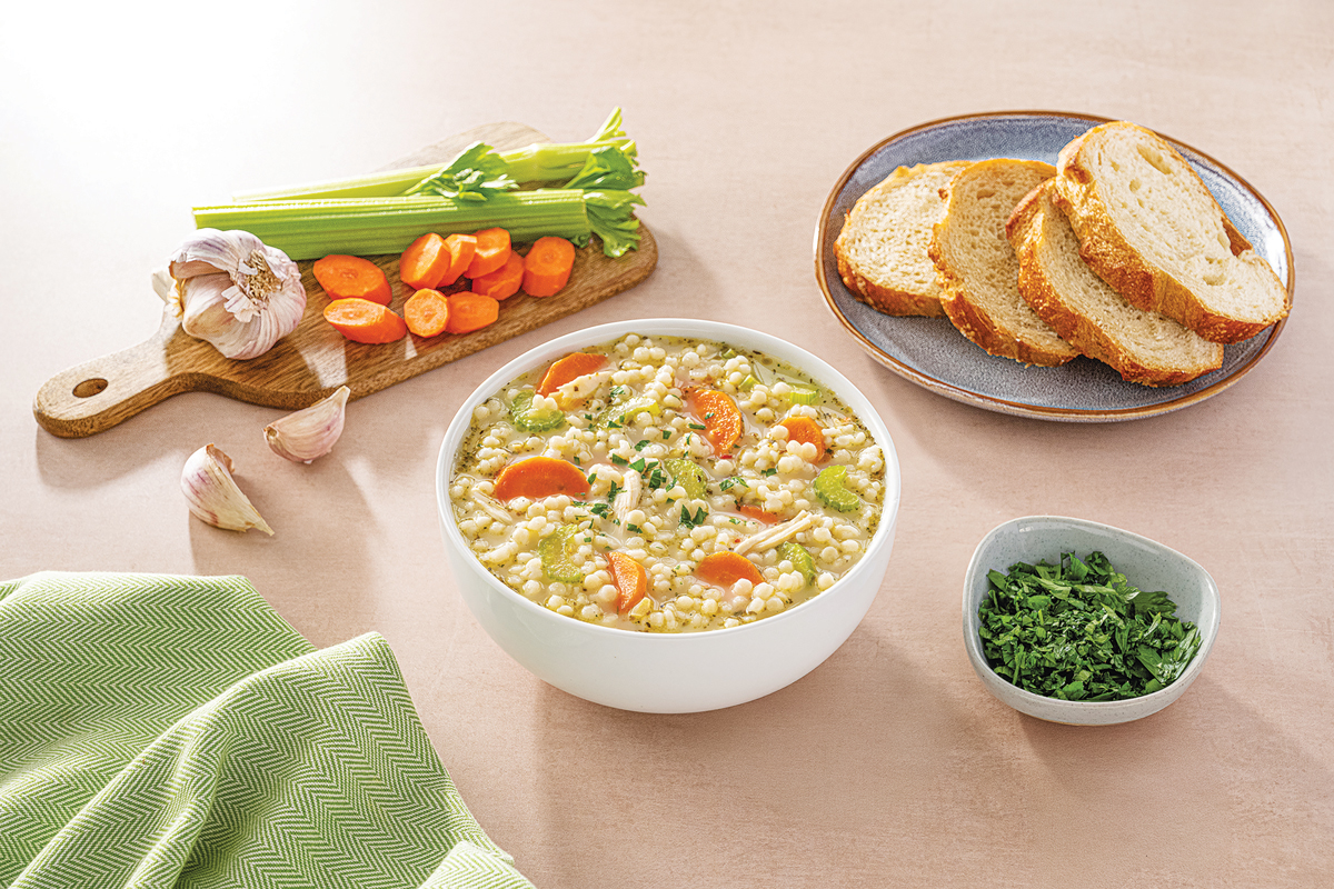 Creamy Chicken Pearl Couscous Soup