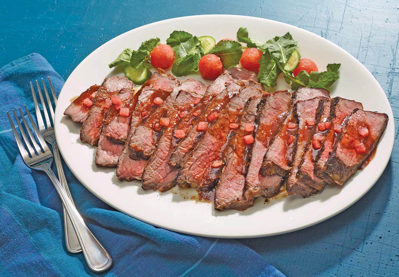 Watermelon Bourbon Glaze with Grilled Flank Steak