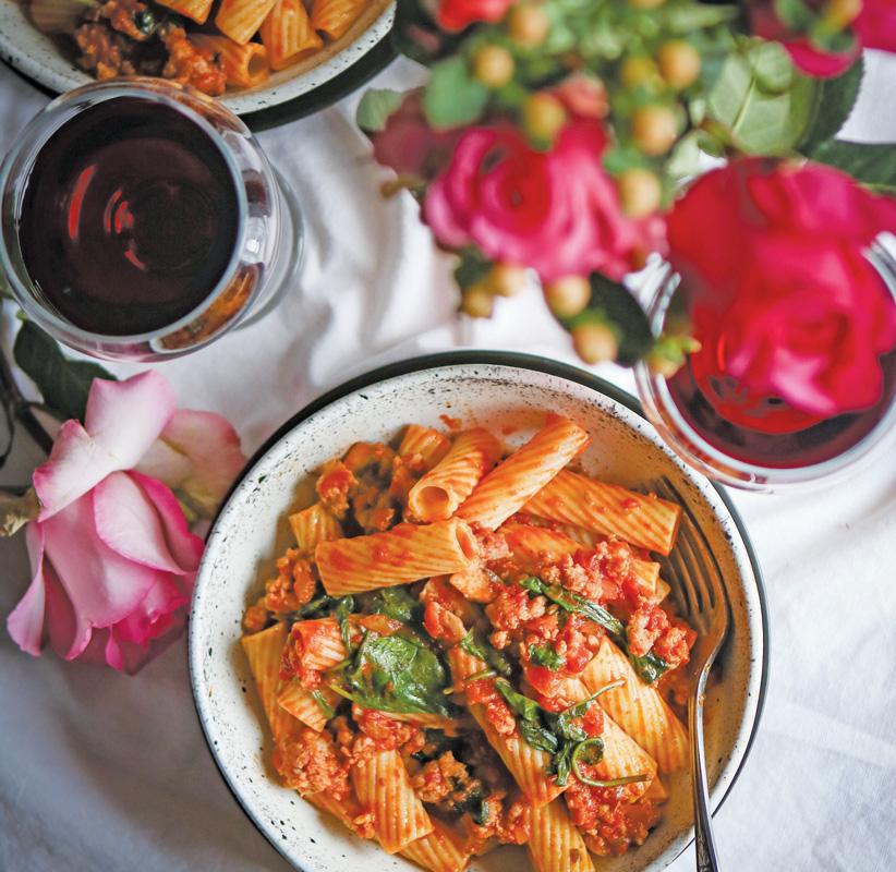 Italian Sausage Spinach and Tomato Rigatoni