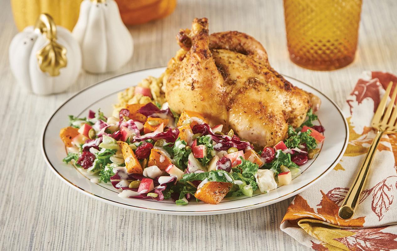 Cornish Game Hen with Kale Sweet Potato Salad