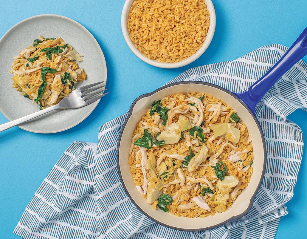 Parmesan Chicken and Rice with Spinach and Artichoke