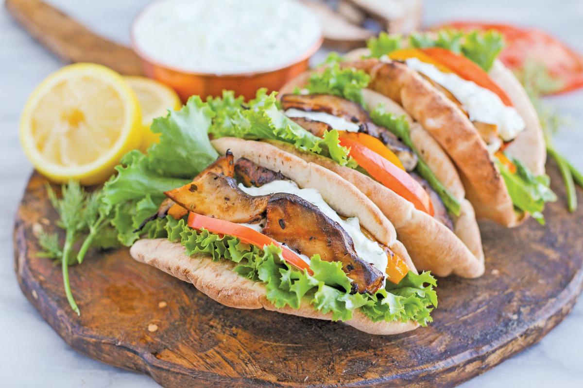 Grilled Portobello Gyros with Yogurt Dill Sauce