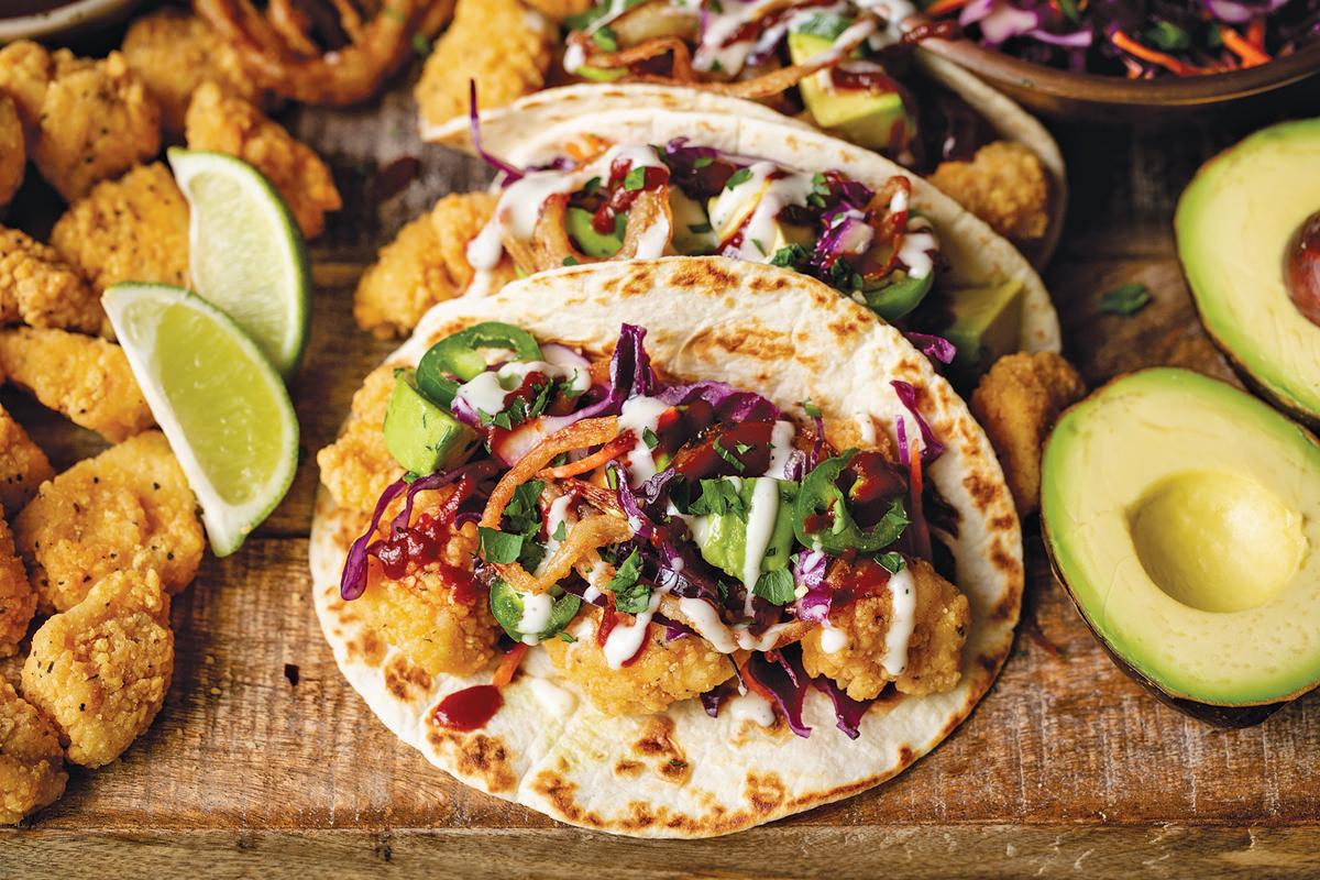 Barbecue Ranch Breaded Chicken Tacos