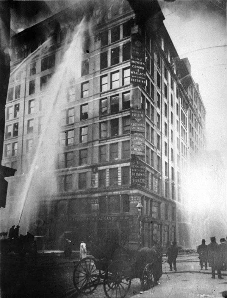 Triangle Shirtwaist Company building on fire, March 25, 1911.