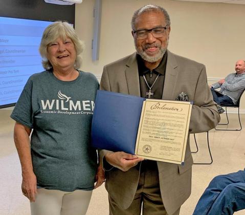 Proclamation presented to Wilmer’s Full Gospel Holiness Church by Mayor Sheila Petta.