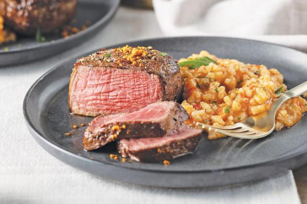 Suya-Dusted Filet Mignon with “Red Rice” Risotto