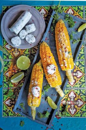 Grilled Corn with Garlic and Herbs