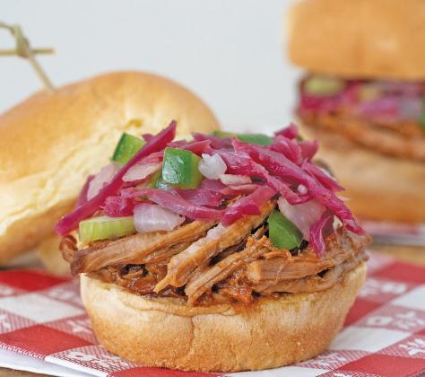 Pulled Pork Sliders with tangy Red Slaw