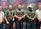 Left to right - Ennis Fire Chief Bill Evans, Sgt Benton Wright, Dep. Stephen Tiner, Dep. Tracy Hightower, and Ennis Battalion Chief Scott Lazasure. “These Deputies went above and beyond the call of duty as they do each and every day and I couldn’t be more proud of them,” said Sheriff Brad Norman. 