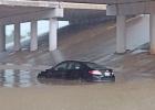 As the downpour continued, at least one car got stuck under the overpass at the 5th Street exit in Ferris. Photo by Terrance Murphy.
