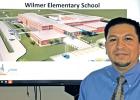 Joe Flores, Wilmer’s new development services director, oversees the new elementary school from several vantage points.