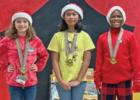 RED OAK ELEMENTARY: Arianna Sabordo, 1st Place (middle); Lola Nimz, 2nd Place (left); Bryce Horn, 3rd Place (right).