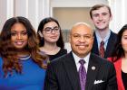 State Representative Carl Sherman, center, is shown with his diverse staff.